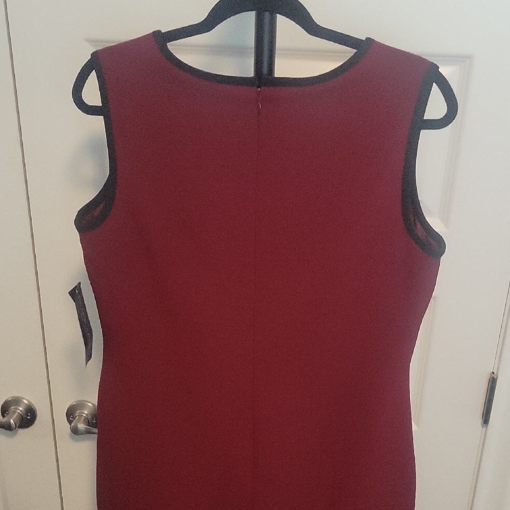 Black Label by Evan Picone Burgundy Asymmetrical Dress - Picture 7 of 9
